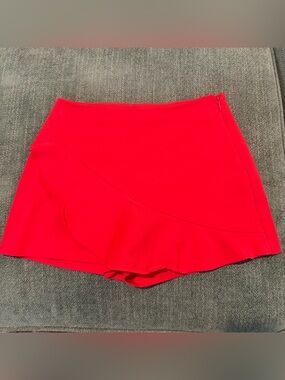 Zara Bright Red Ruffle Mini Skort